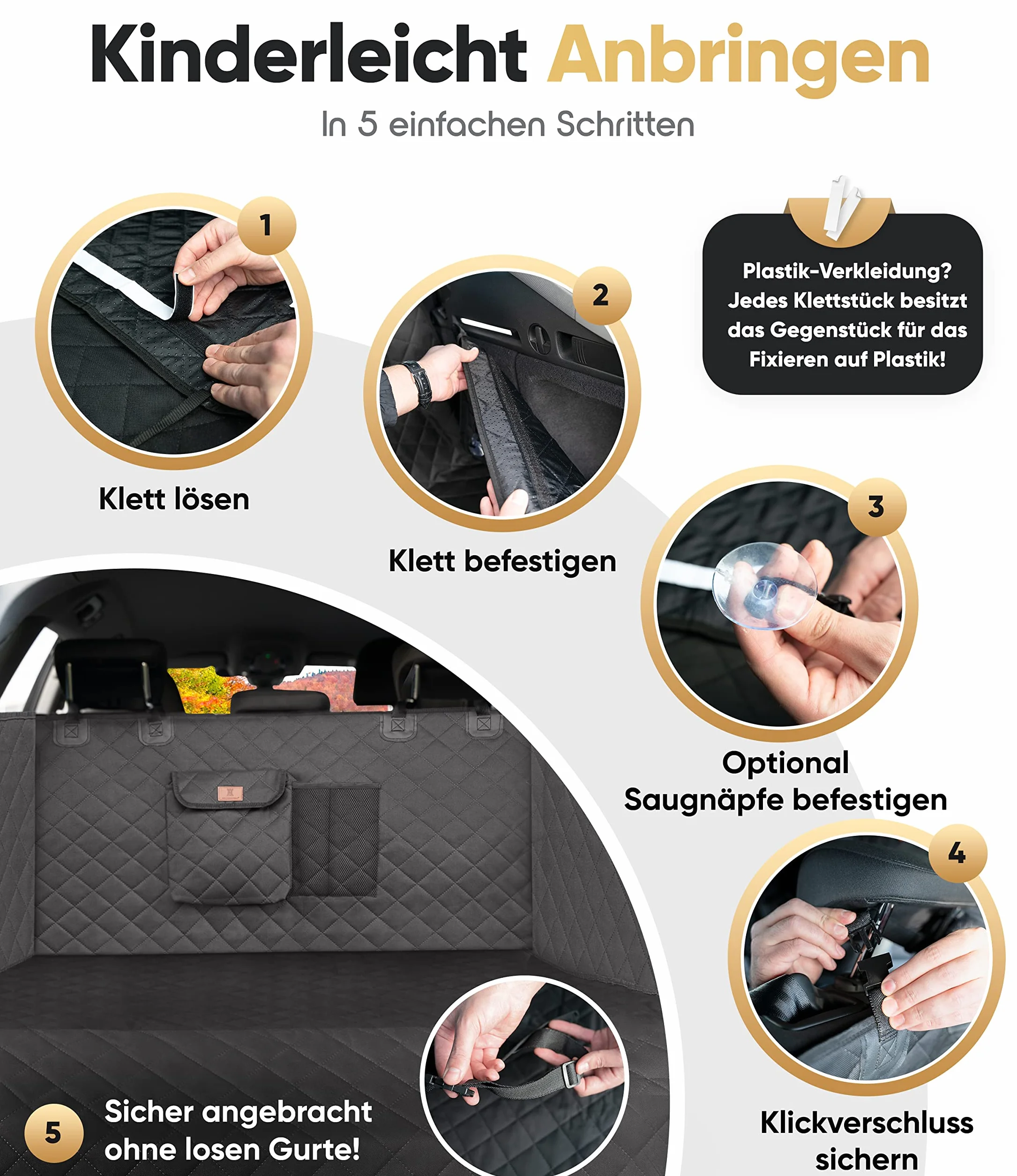 HELDENWERK Kofferraumschutz Hund gesteppt mit Seiten- und Ladekantenschutz I Hundedecke Auto Kofferraum Wasserdicht & Kratzfest I Universal Kofferraum Schutzmatte für Hunde