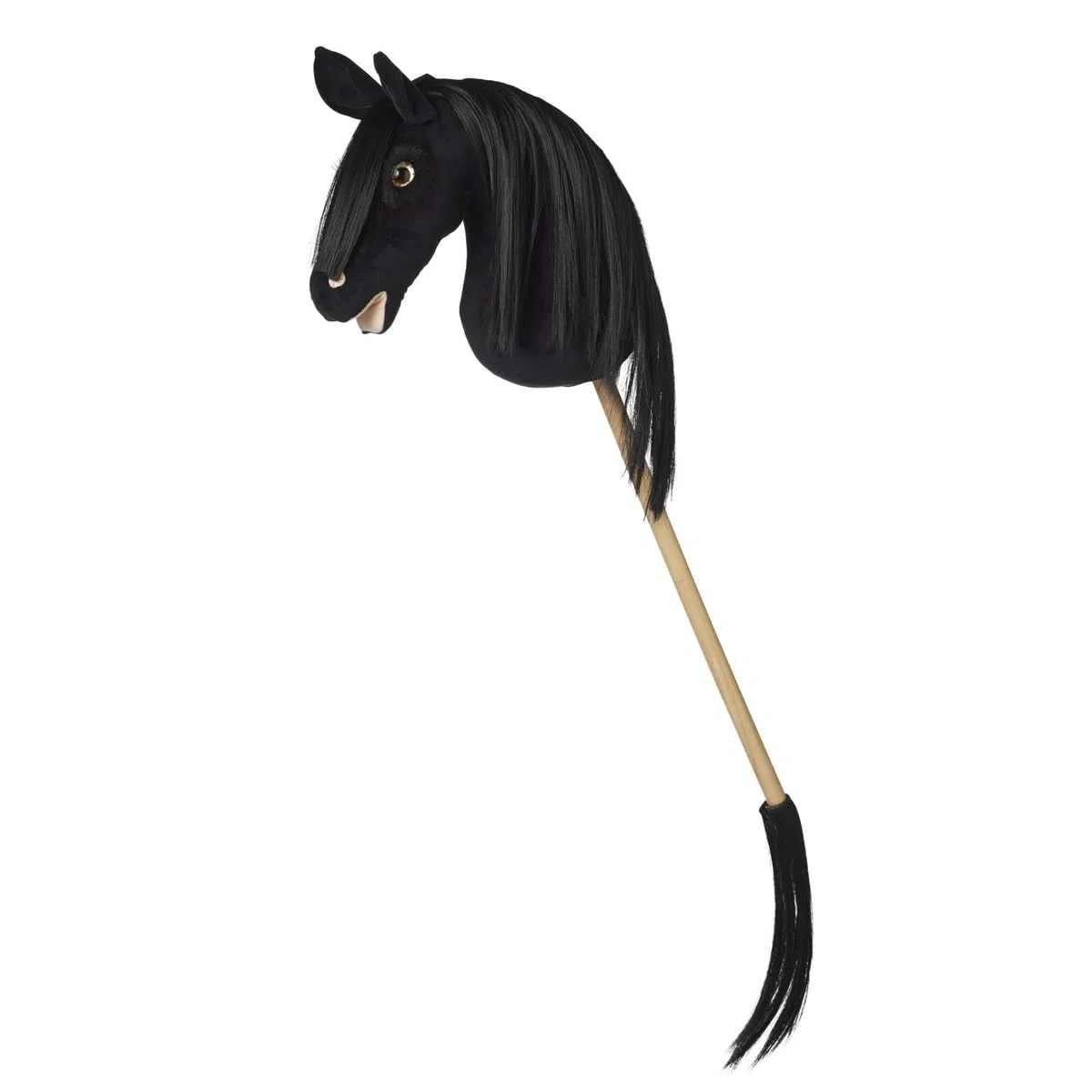 Panduro Hobby Horse Mähne und Schweif Zubehör für Steckenpferd und Hobbypferde, langes und schönes Haar – DIY zum Nähen, Stylen und Frisieren, farblich abgestimmter Schweif – Schwarz