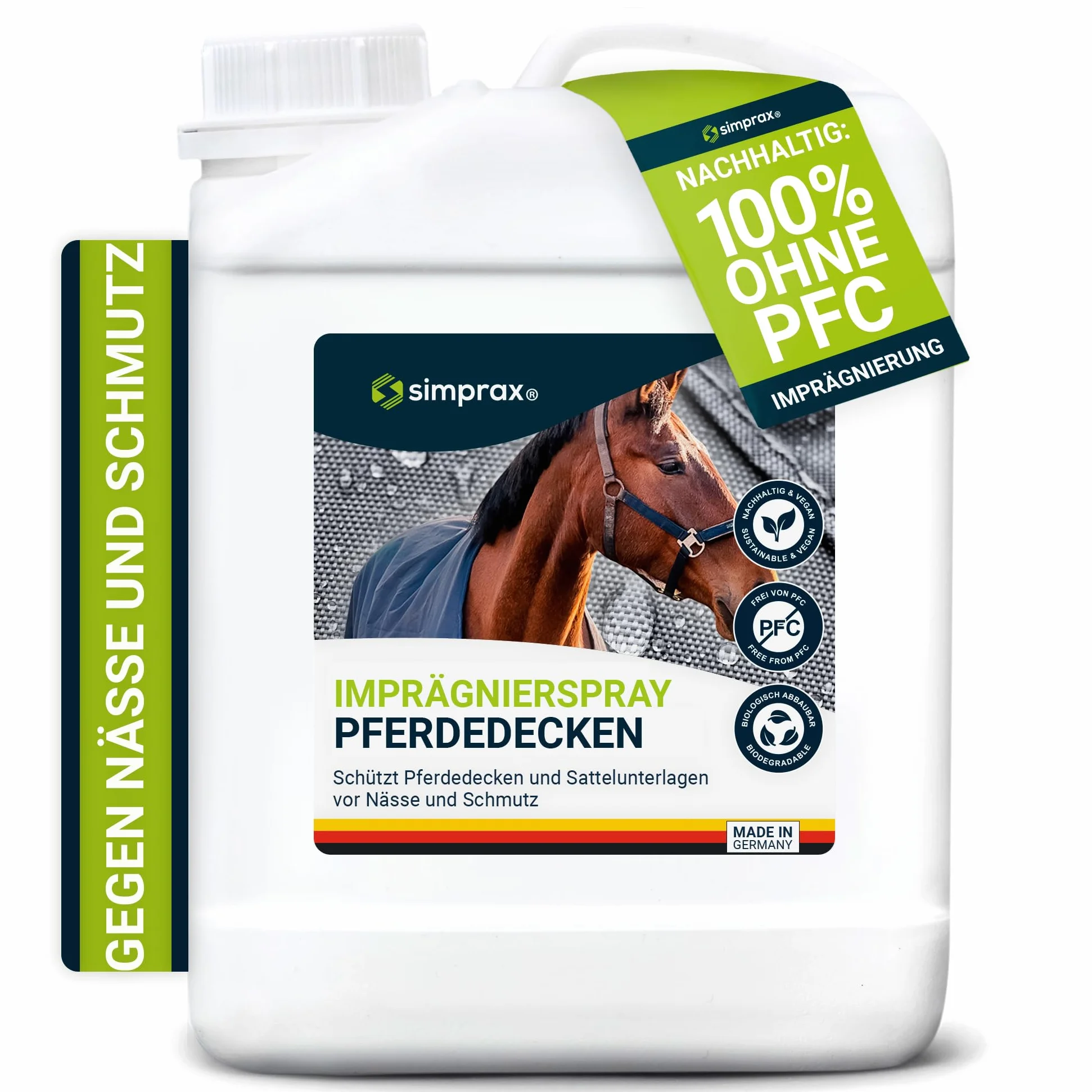 Pferdedecken Spray-On Imprägnierung - 2,5 Liter Kanister - atmungsaktiv und nachhaltig - für alle Arten von Tier- und Pferdedecken