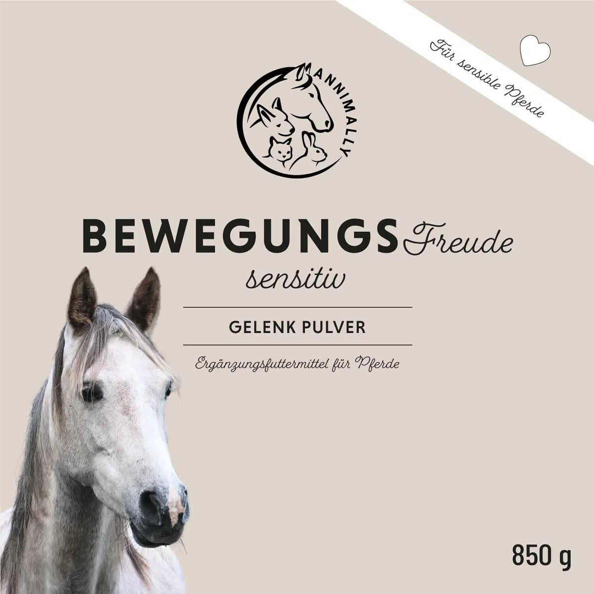 Annimally Gelenk Pulver für Pferde mit Kollagen, Kamille, MSM (Schwefel), Glucosamin, Hyaluronsäure, Chondroitin - Zusatzfutter für die Stärkung der Gelenke beim Pferd - Alternative zu Liquid (850 g)