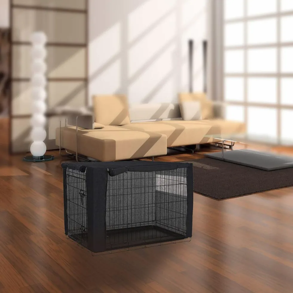Hundekäfig-Abdeckung für Drahtkäfige, strapazierfähiges Polyester, Winddicht (Nur Abdeckung, 124,5 x 78,7 x 81,3 cm)