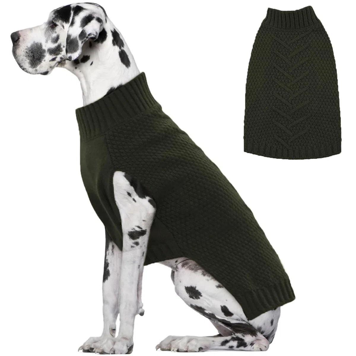 IECOii Big Dog Pullover,XXXXL Hunde Kleidung für große Hund,Kaltes Wetter Wintermantel für großeHunde,Warme Herbst Hunde Kleidung für Haustiere Strickkleidung,Doberman,Great Dane Pullover,Grün,4XL