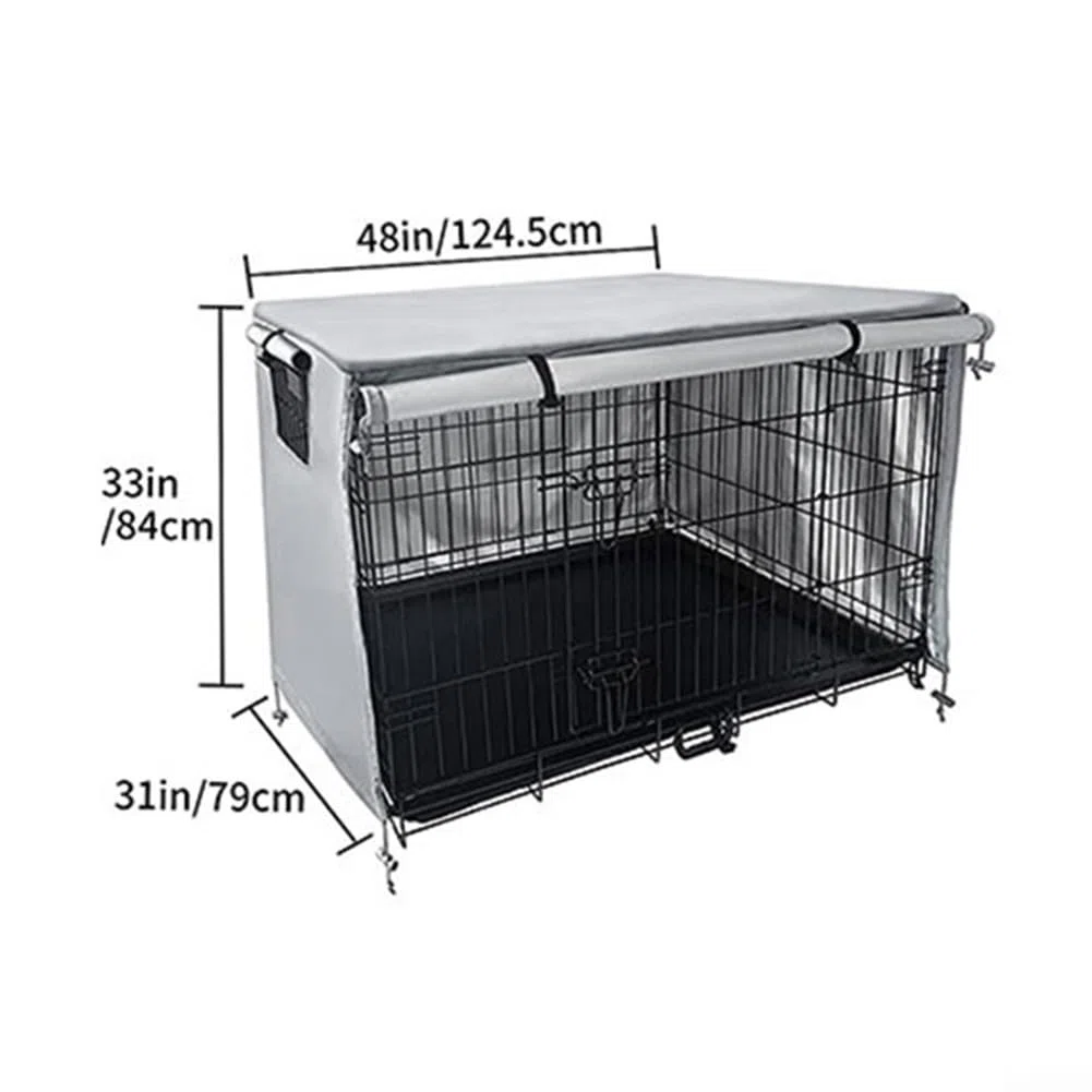 Abdeckung für Hundekäfig, strapazierfähig, Oxford-Stoff, für den Garten, Innenhof, Hundekäfigschutz, Winddicht Langlebig Schwarz für Hundehütten Hundekäfig Zubehör Innen Draussen Zuhause,124,5 x 79 cm