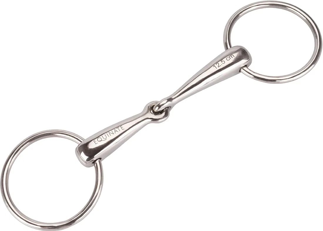 Equinate Wassertrense Edelstahl 18mm einfach gebrochen - Anatomisch geformtes maulfreundliches Gebiss mit sanfter Einwirkung - Lasergravierte Größenangabe