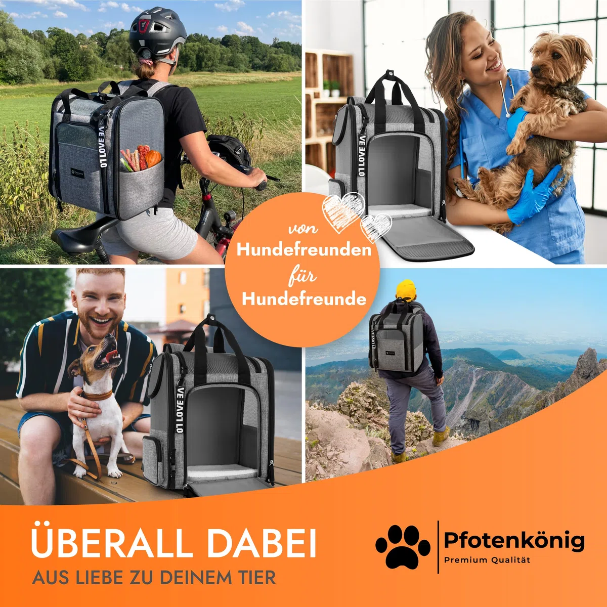 Hunderucksack - Premium [3in1] - bis 9kg - Katzenrucksack incl. Gurt - Rucksack für Hunde zum Wandern und Transport - Ideal als Wanderrucksack für Hunde nutzbar