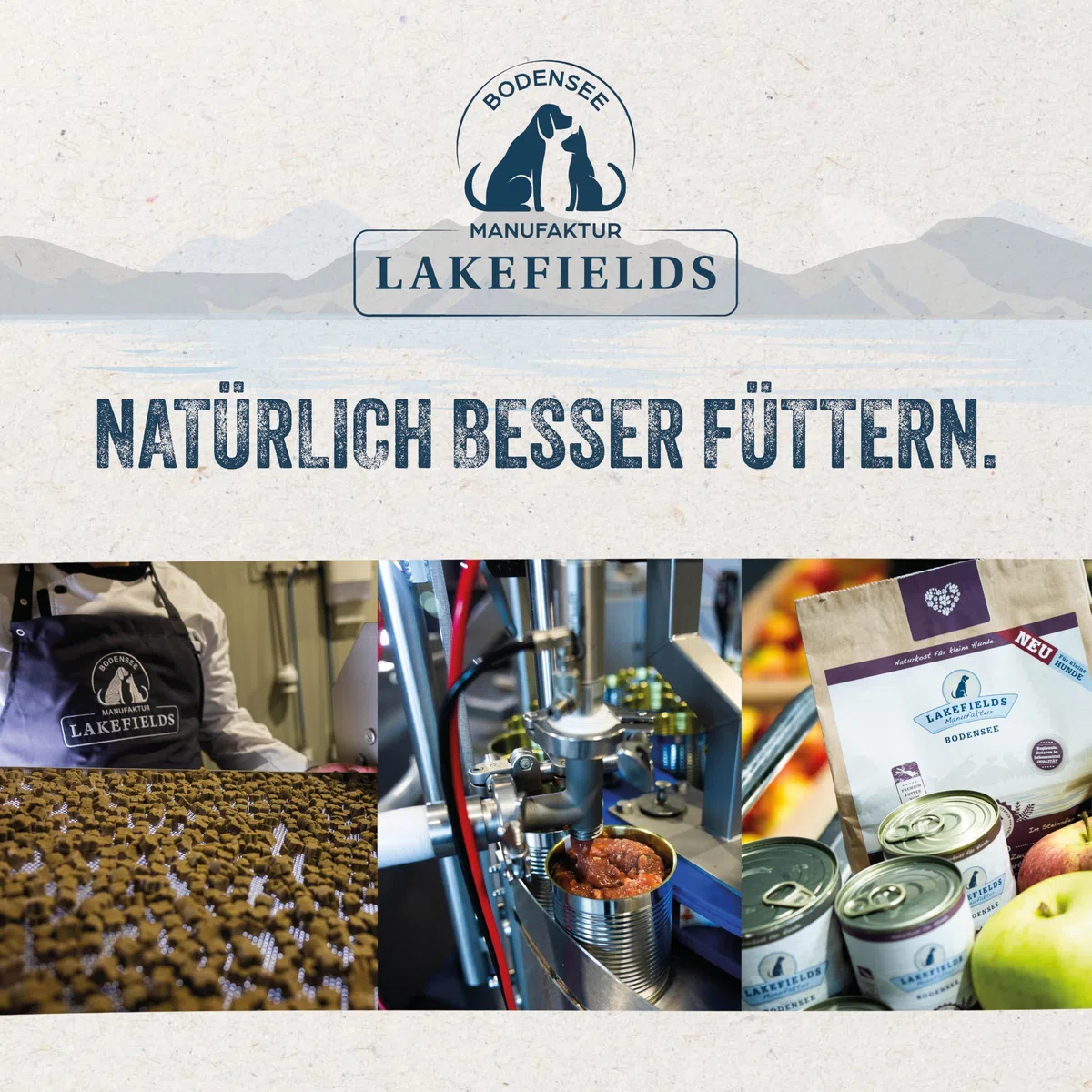 Lakefields Premium Hundefutter Nass | Huhn 61% | 6 x 800g | Getreidefreies Nassfutter für Hunde | Natürliche Zutaten in Lebensmittelqualität | Karotten, Kartoffeln & Apfel | Schonend gegart