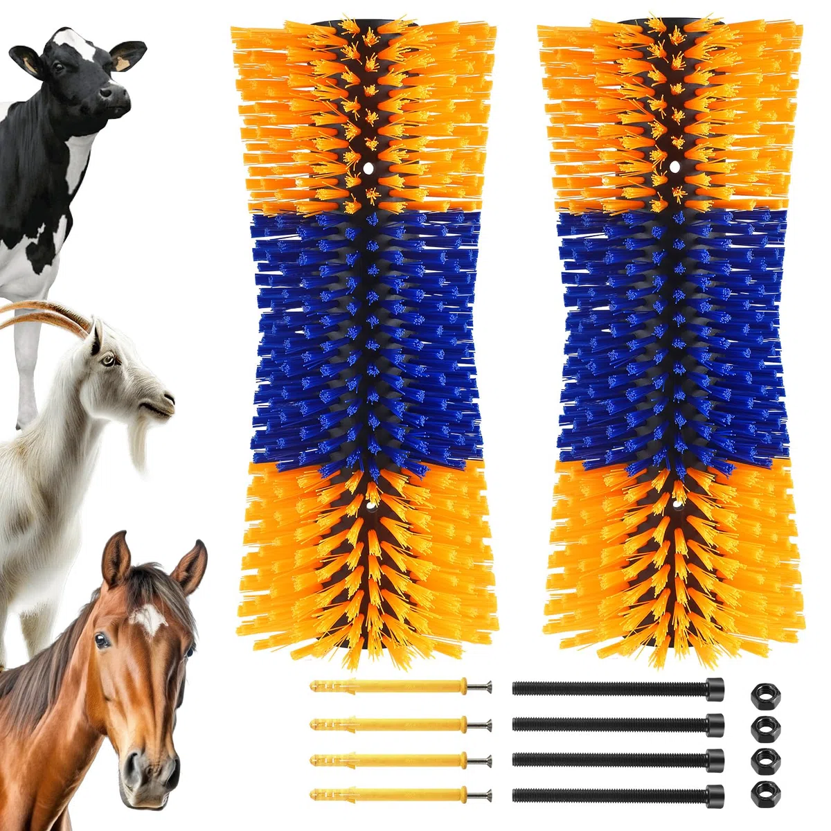 2Pcs Kratzbürste für Pferd Kuh, Universal Vieh Kratzbürste, Verbessertes geschwungenes Design Geeignet für die Körperform von Rindern und Pferden, Kratzbürste Nylon Kratzmatte für Schaf Pferd Kuh