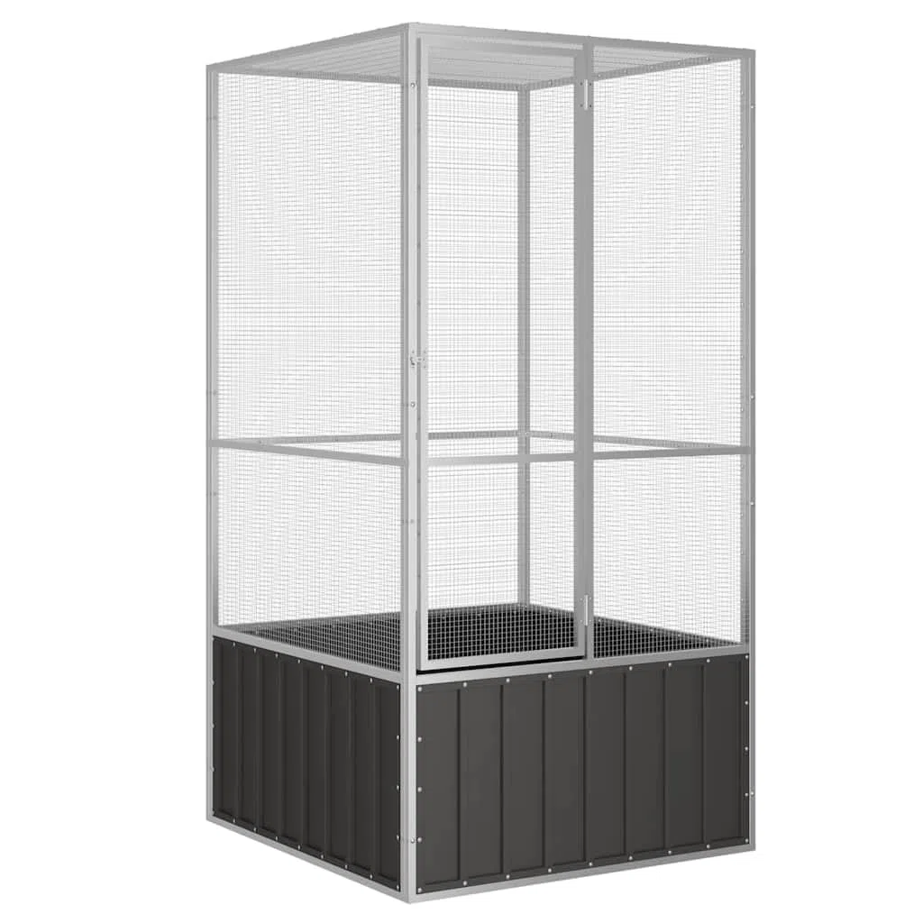 Vogelvoliere Innen Außen Aufzuchtkäfig,All-in-One-Vogelkäfig Außenvoliere Käfig Vogelhaus Voliere,Verzinkter Stahl Vogelkäfig,Anthrazit,111 x 107 x 211.5 cm