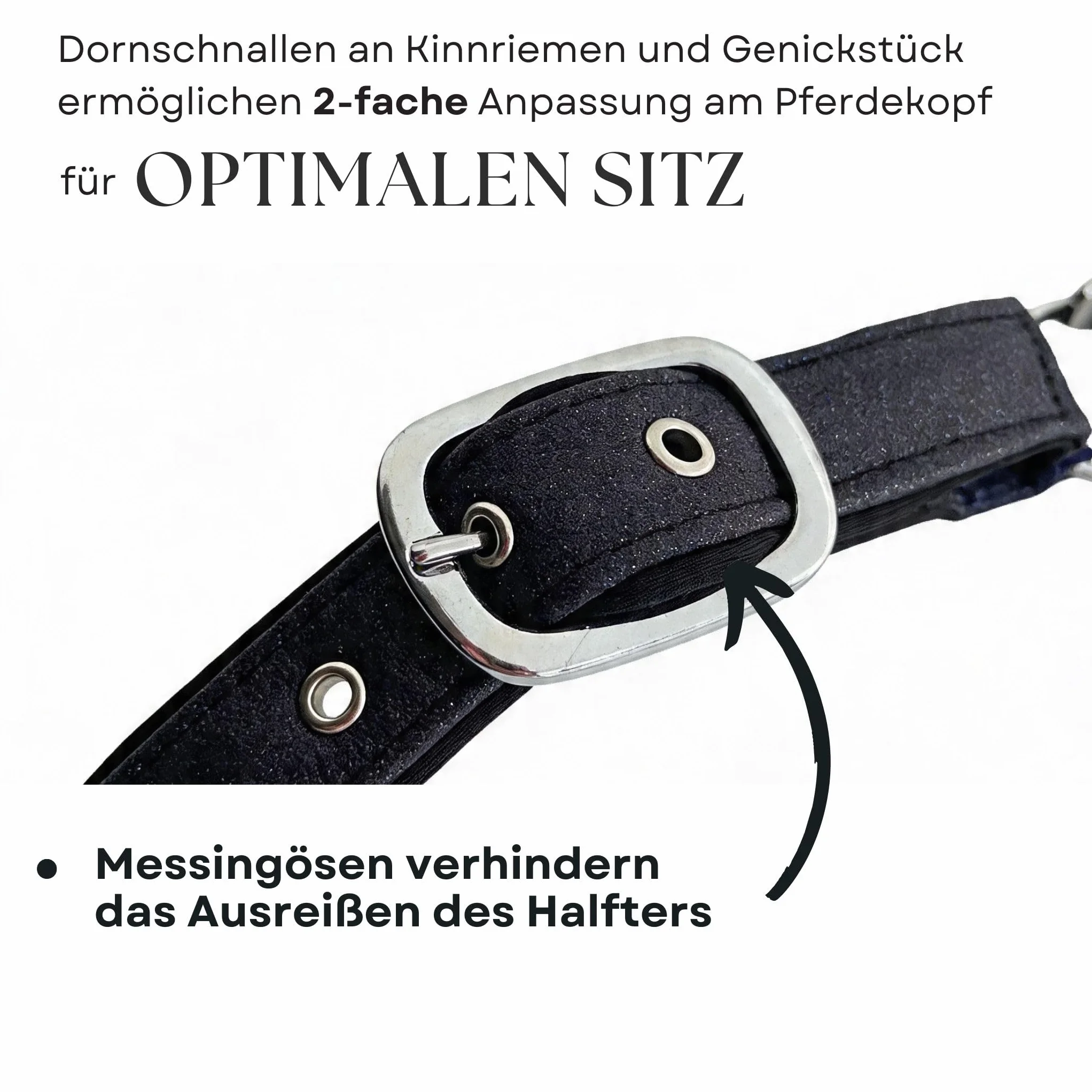 Pferdelinis Halfter für Pferde Glitzerhalfter, gepolstertes Halfter, verstellbare Dornschnallen, Halfter Pony, Cob, Warmblut, Shetty (Schwarz, Warmblut)