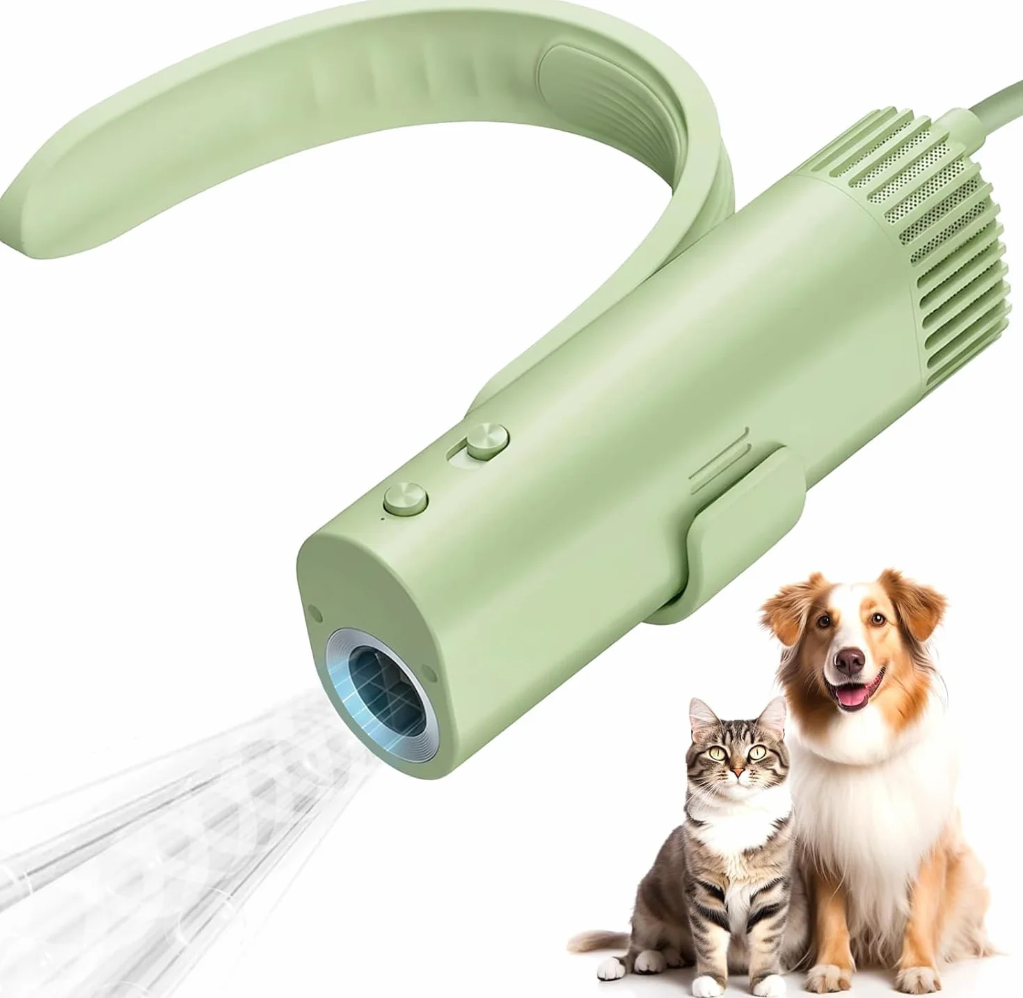 Athem Hundefön Ultraleiser 40dB, Freihändig um den Hals hängend, 200 Millionen Negative Ionen, 150m/s Schnelltrocknend, Blower Hund 8 Einstellbare Einstellungen für Geschwindigkeit & Temperatur