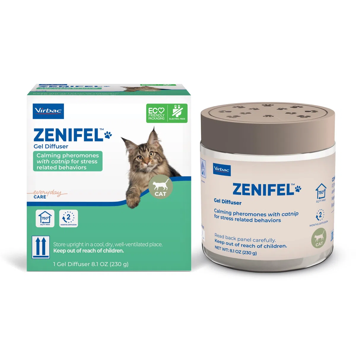 Virbac Zenifel Gel-Diffusor zur Bewältigung von stressbedingtem Verhalten bei Kätzchen und Katzen, kein Strom erforderlich, hält bis zu 2 Monate, 1 Diffusor