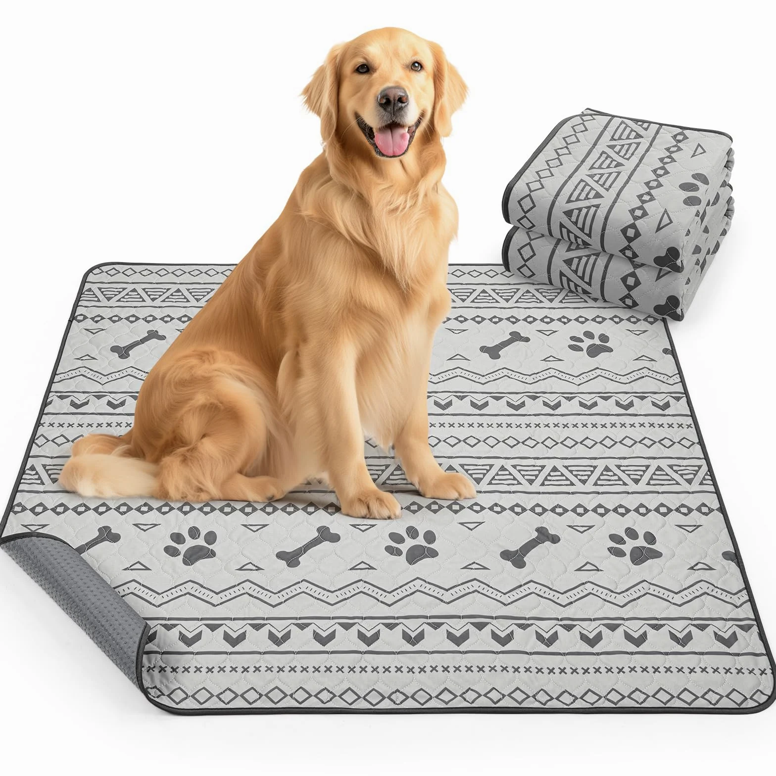 122x122cm Super saugfähige Welpen unterlagen, 2 Stück waschbare Pipimatten für Hunde, wasserdichte Haustier Urinunterlagen für Welpen, alte oder inkontinente Hunde | 2 Stück Hunde Pipi Unterlagen, wasserdichte Urinunterlagen für Welpen, alte & inkontinent