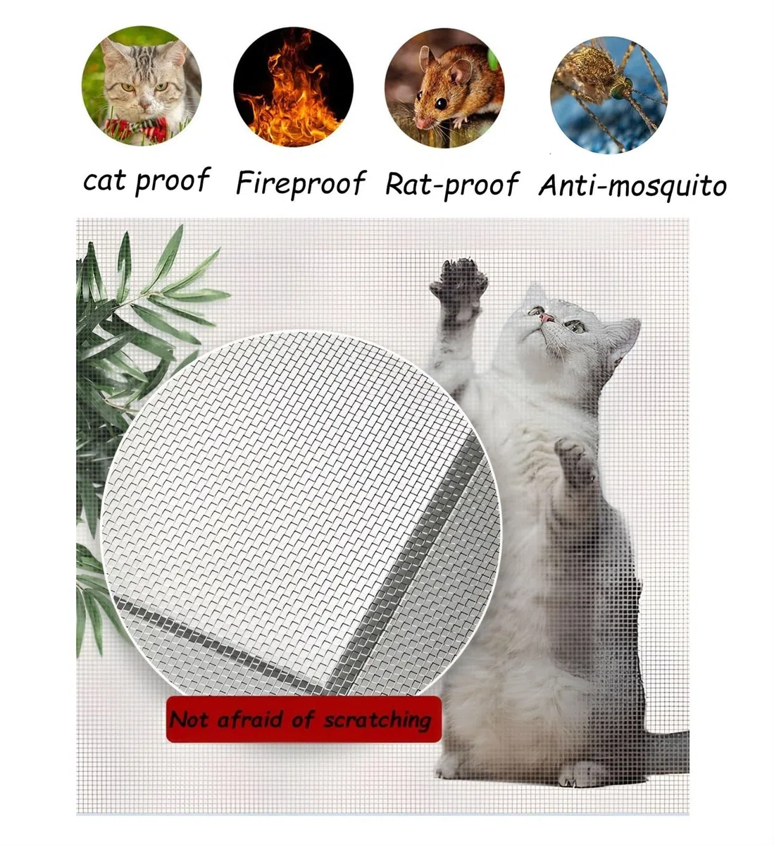 Katzennetz Fenster für Balkon Ohne Bohren Edelstahl, Katzensichere Fliegengitter mit Klettband Selbstklebend, Katzensichere Fliegengitter Fliegennetz Fenster Transparent Langlebig Robust(120x140cm)