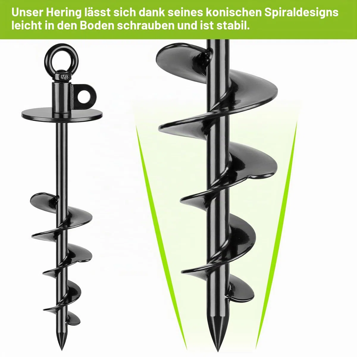 38,1 cm Langer Hunde-Angelrand, robuster Hundeanker für Hunde bis zu 100 kg, kein Verheddern, zu entfernen, ideal für Hof, Camping und Strand, 1 Packung (schwarz)