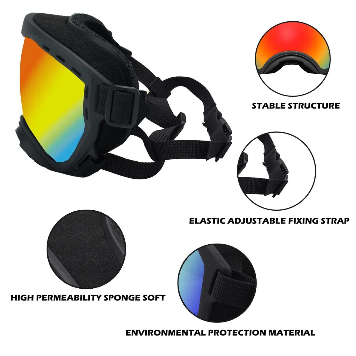 Hundebrille mit verstellbarem Band, UV-Schutz, windgeschützte Welpen-Sonnenbrille Ideal zum Schutz der Hundeaugen – Weiche, Bequeme Hundebrille