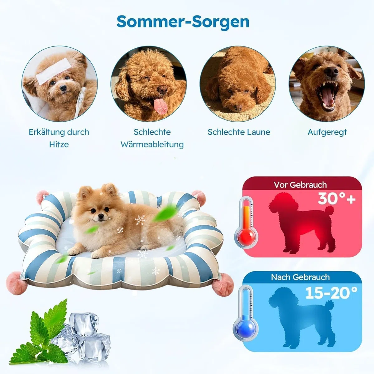 Generisch Katzen Kühlmatte 67x47x10cm Selbstkühlende Gel Matte Für Katzen Und Hunde – Druckaktivierte Kühlung – Kratzfeste Wasserfeste Sommer Matte Für Boden Sofa Innenbereich L