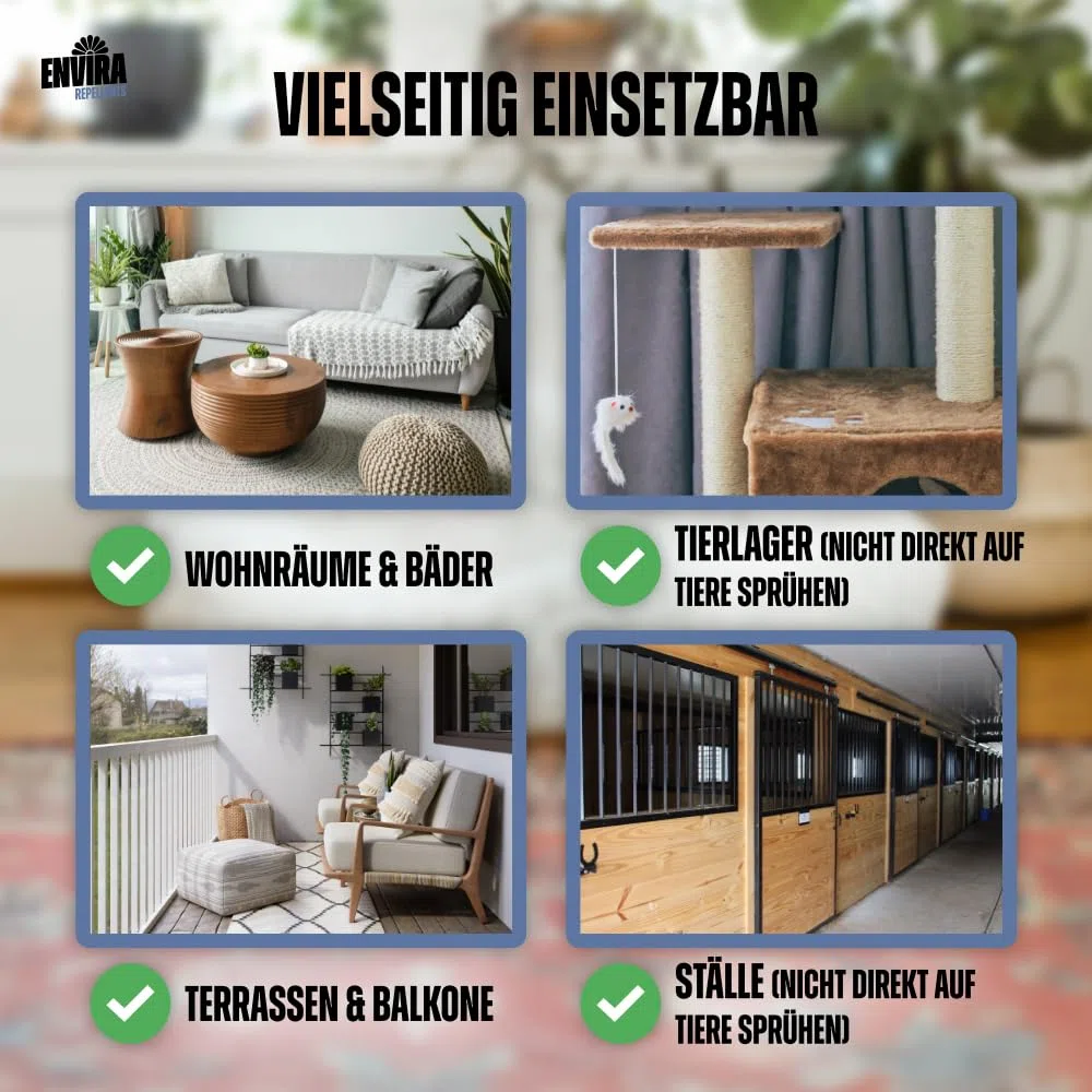 Envira Floh Abwehrspray 5 Liter - Spray mit Langzeitwirkung gegen Flöhe, Katzenfloh, Hundefloh - Mittel gegen Flöhe für Wohnung & Möbel - Effektives Flohmittel & Flohschutz