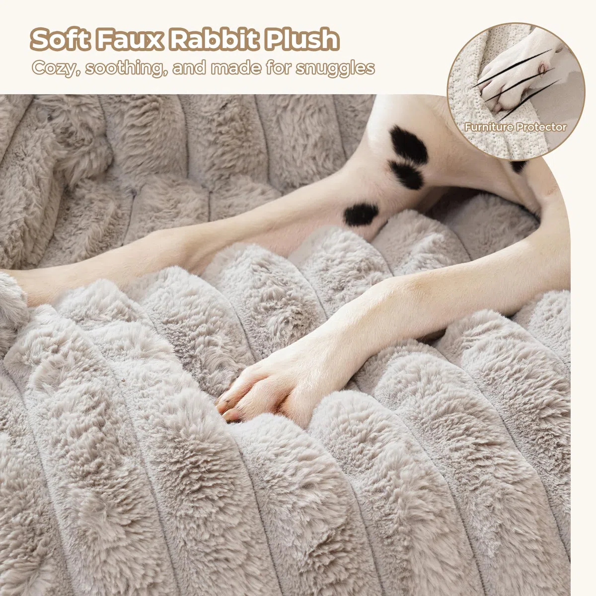 Avont Flauschige Hundebett, Hundematte Decke für Sofa für Hunde Katzen mit abnehmbaren waschbaren Bezug und Anti-Rutsch-Boden- Große/Leichtgrau