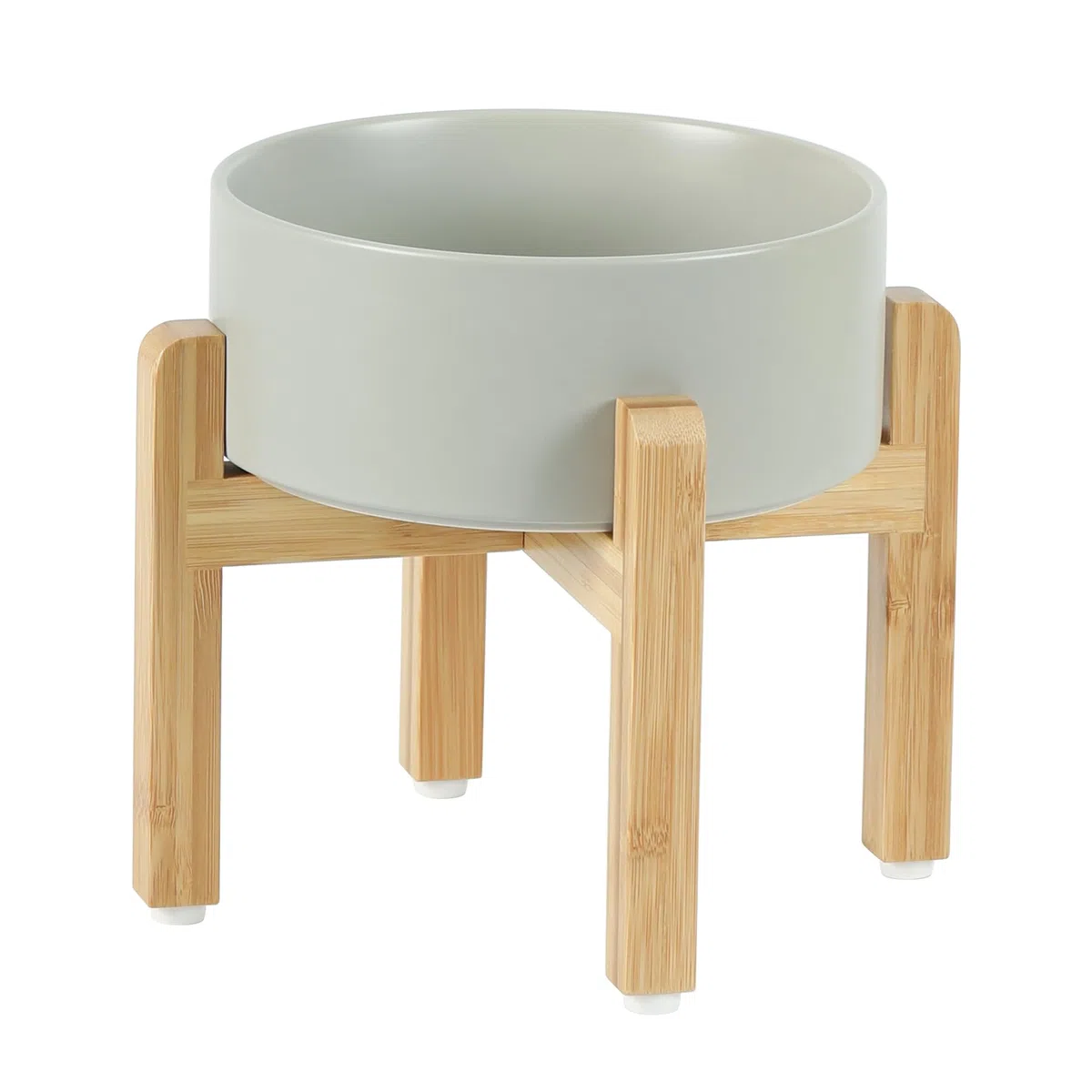Havniva Ceramic 18,5 cm Hocheinlegesatz für Hunde, Erhöht mit Ständer, Futter- und Wasserbecher für mittelgroße Hunderassen, gewichtete Hundefressschalen, Petbecher (1,3 l, Grau)