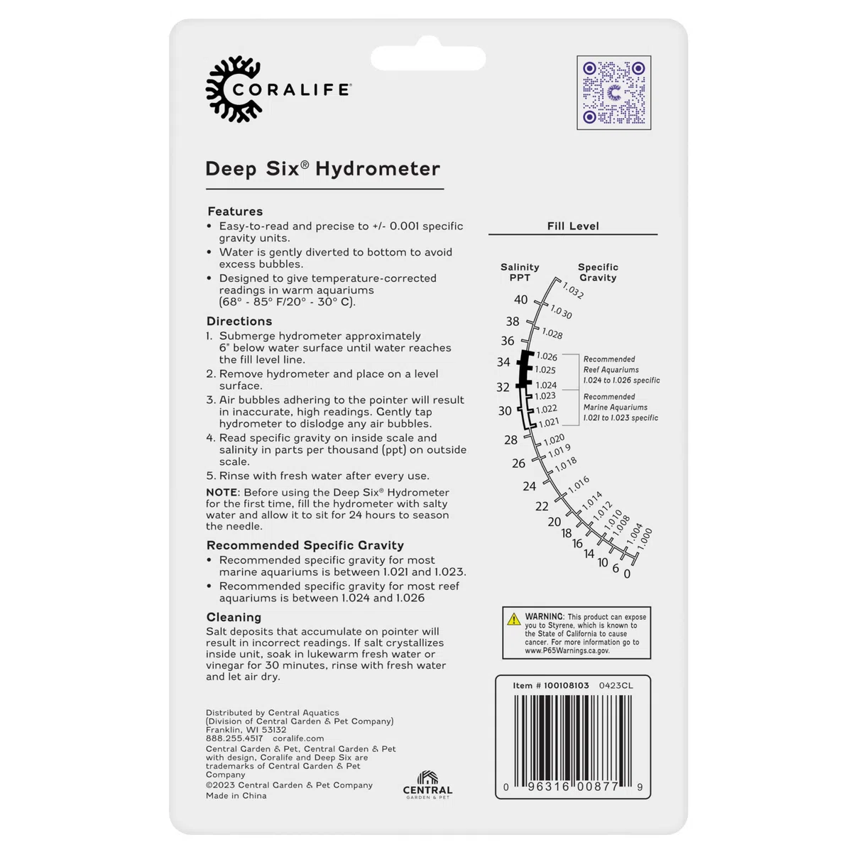 Coralife Energy Savers ACLAF877 Deep Six Hydrometer