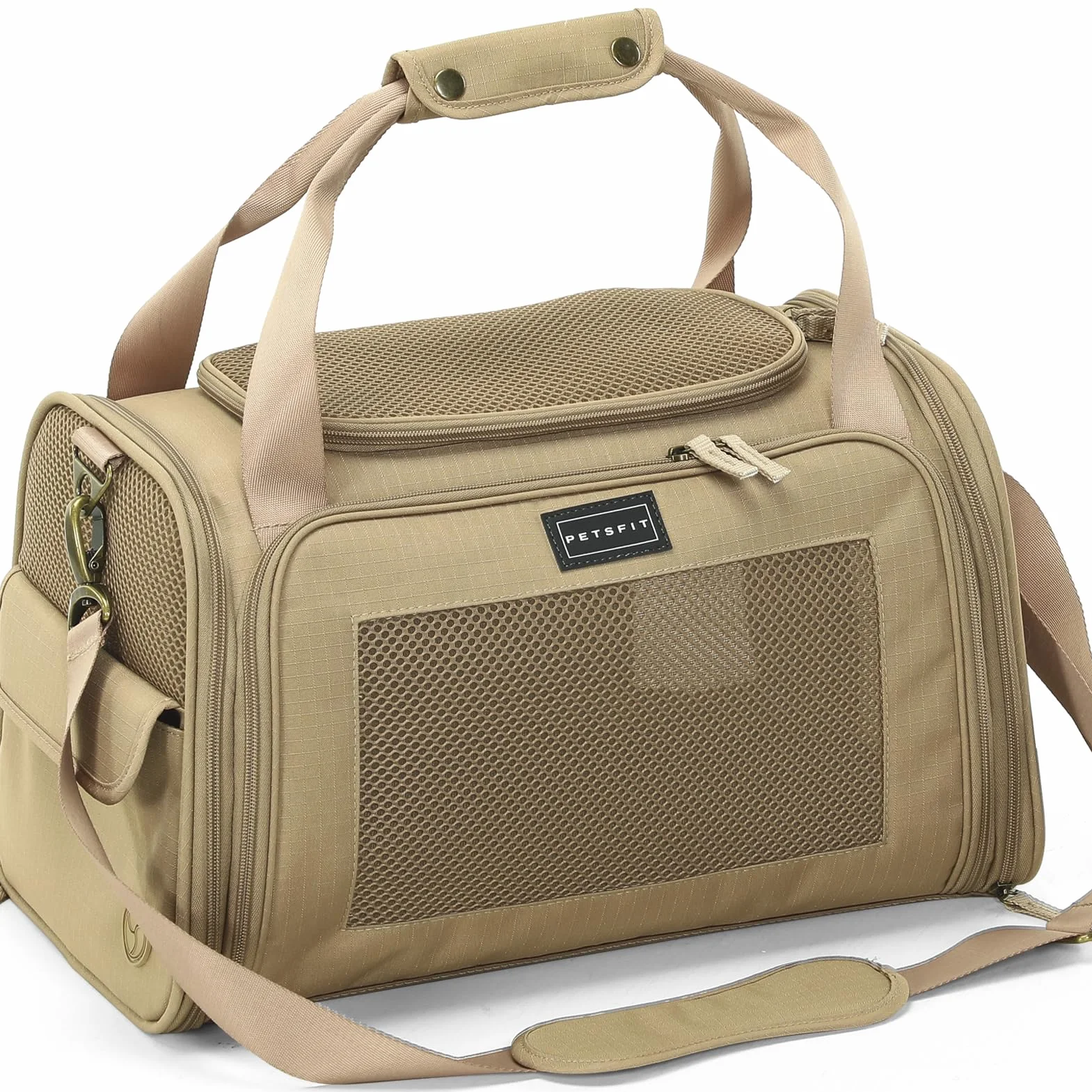 Petsfit Transportbox Katze Hund faltbar Transporttasche Hundetasche für Katzen kleine Hunde, Hochwertige Tragetasche Flugtasche Hund Katze mit Schultergurt und weiches expandierbare Kissen
