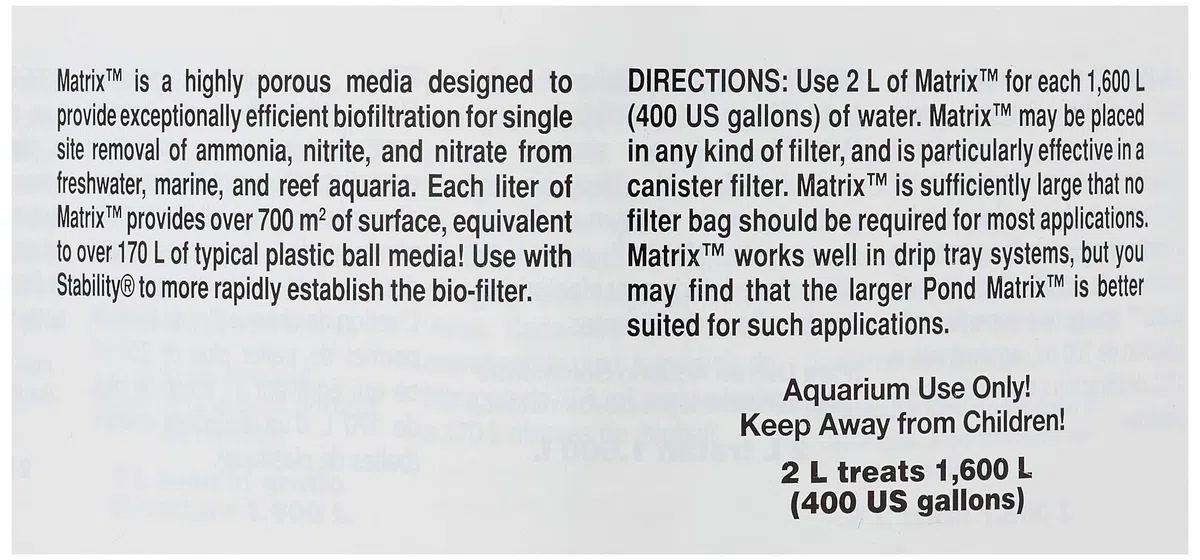 Seachem Matrix Bio Media, 2 Litre