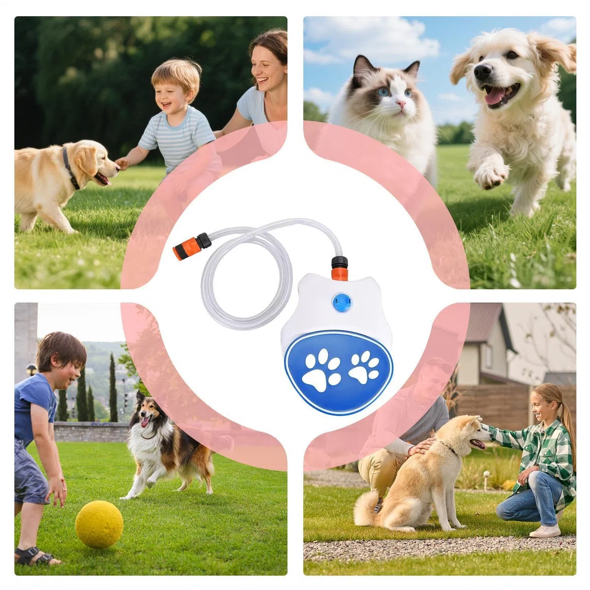 Wasserfontäne Zum Drauftreten Für Hunde – Pfotenaktiviertes Spielzeug | Interaktiver Sprinkler Mit 1,62 M Schlauch | Für Draußen Terrasse Garten Hof Balkon Sommerspiel Unterhaltung