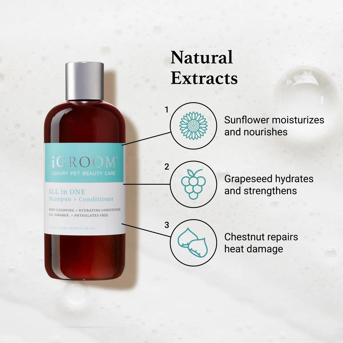 iGroom All In One Shampoo & Conditioner - Deep Cleansing & Hydrating, 475ml