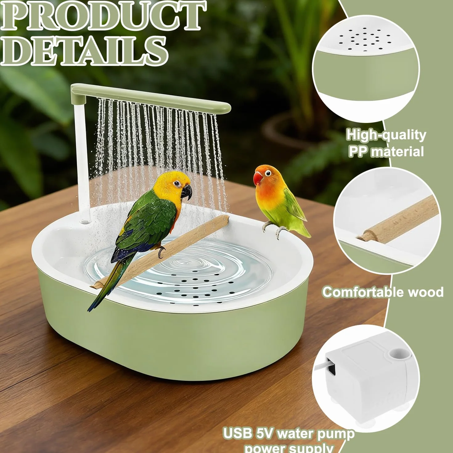 Vogeldusche Wellensittich, Wellensittich Dusche, Vogel Dusche mit Wasserfall & Zirkulationshahn, Automatische Vogelbad Dusche, Vogel Badehaus Badewanne, für Unzertrennliche, Wellensittiche