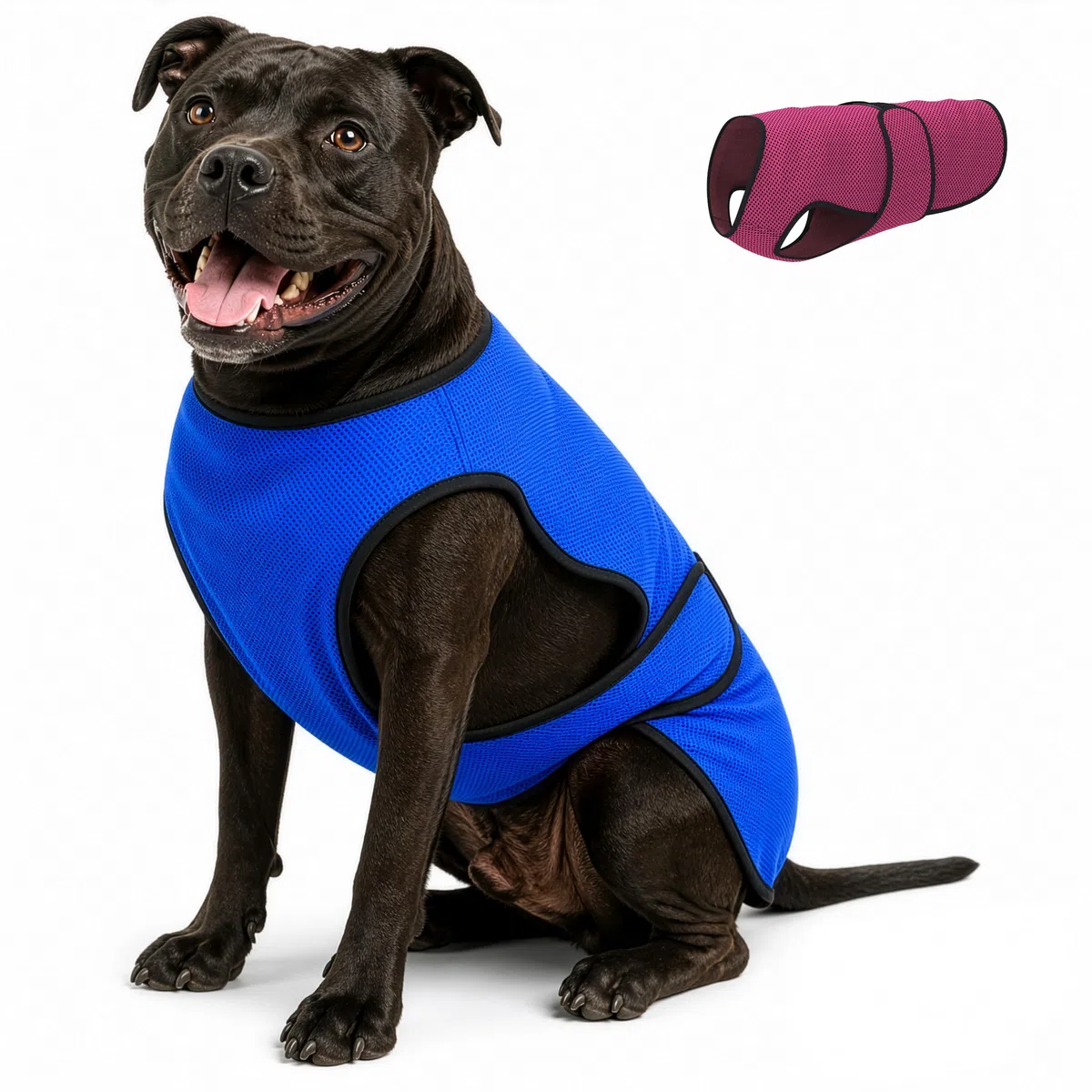 Kühlweste für Hunde, leichte Jacke mit verdunstender Kühl-Mikrofaser-Technologie, UV-Schutz-Shirt für Strand, Größe für kleine, mittelgroße und große Hunde (L, Dunkelblau)