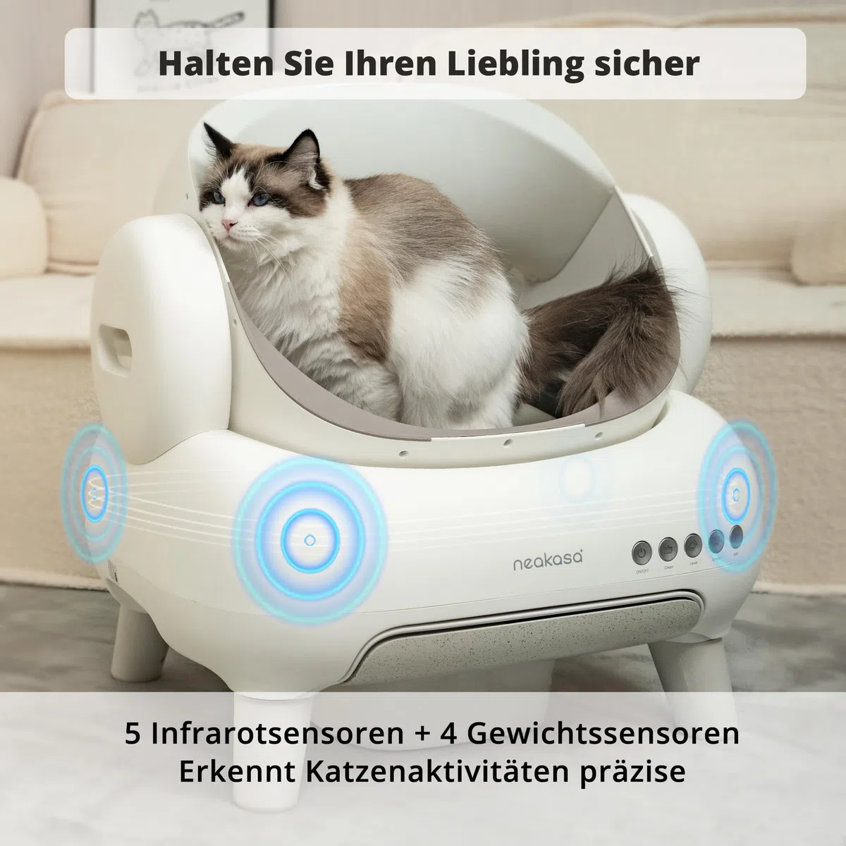 Neakasa M1 Plus Lite Selbstreinigende Katzentoilette mit offenes Design, XXL Kapazität Katzenklo, App-Steuerung, sicher, geruchsfrei und hygienisch, Cat Litter Box für mehrere Katzen