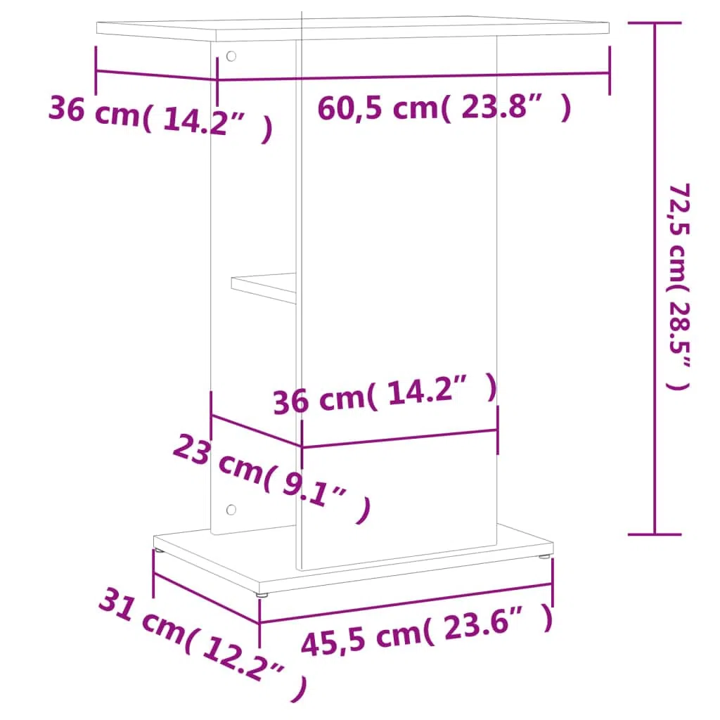 vidaXL Aquariumständer Betongrau 60,5x36x72,5 cm Holzwerkstoff