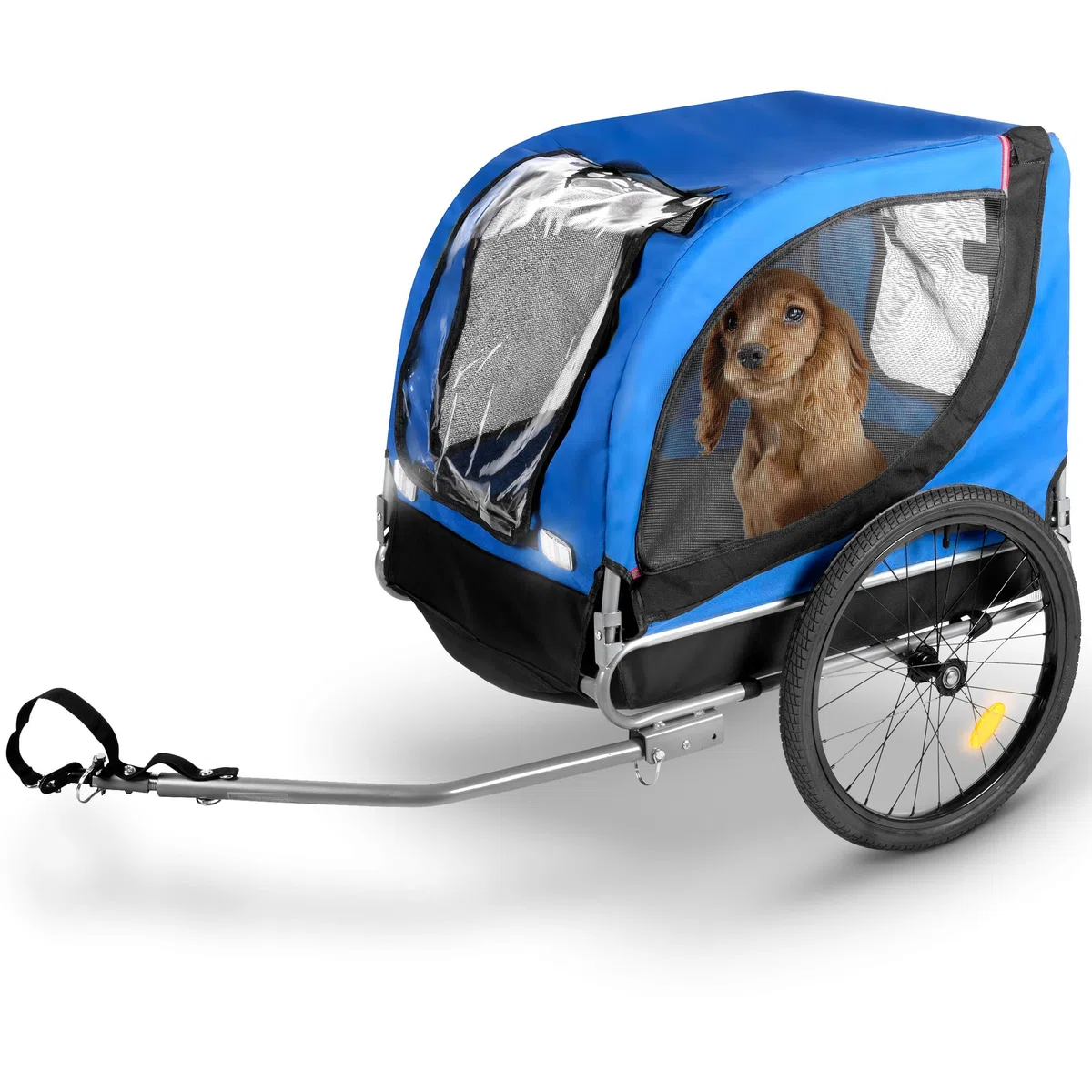 Bicycle Gear Fahrradanhänger Hunde – Hundebuggy max. 40 kg – Fahrrad Anhänger Zusammenklappbar – Hundewagen einfache Montage – Fahrradanhänger Hunde mit Regenschutz und abnehmbare Luftreifen - Blau