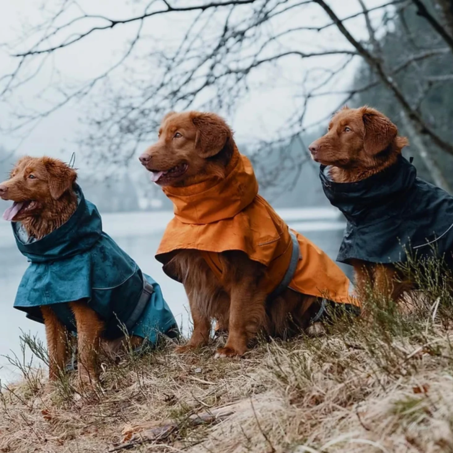 Hurtta Monsoon Hunderegenmantel, Wasserdicht Regenjacke für Hunde mit Reflektoren, Schwarz 45 cm