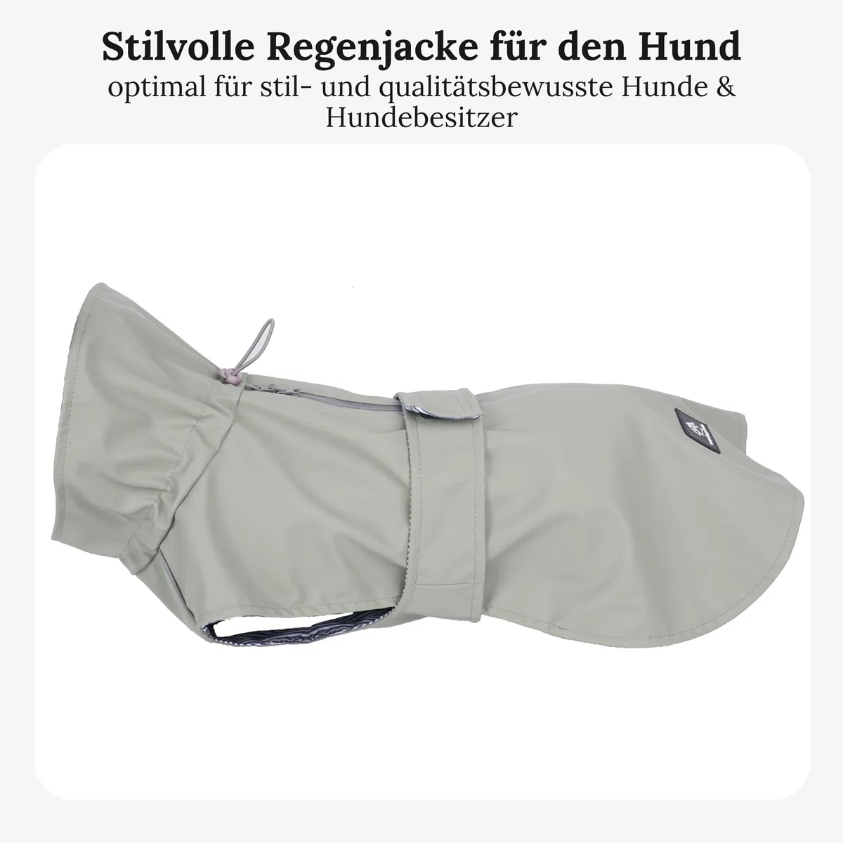 Hunderegenmantel in Grau, Größe L – Hundemantel Stilvoll und Elegant – wasserdichte Hundejacke - optimal für kleine und mittelgroße Hund – minimalistische Hunderegenjacke