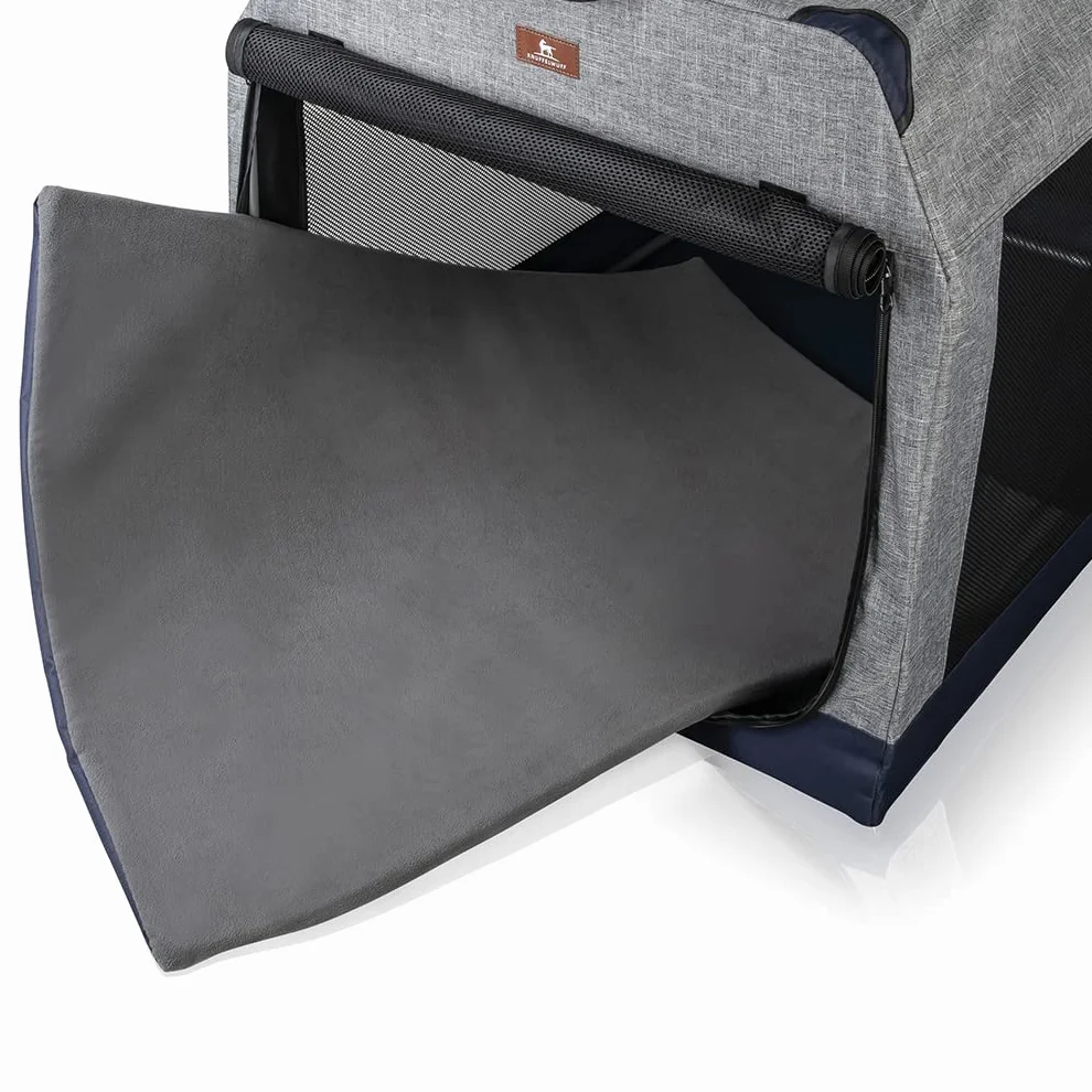 Knuffelwuff Faltbare Hundebox Auto Transportbox mit Aluminiumgestell für den Kofferraum L 76x51x48cm