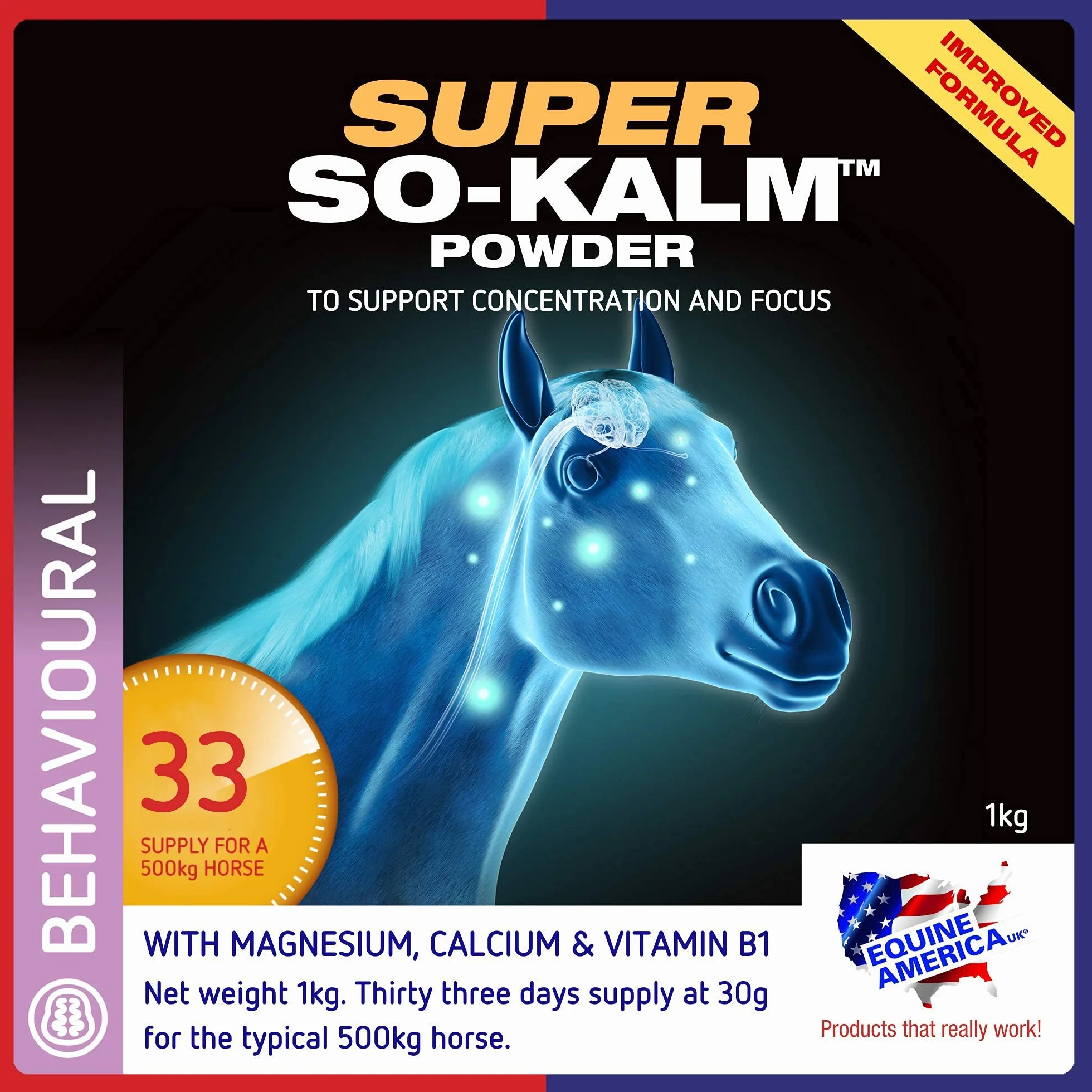 Equine America Super So Kalm Paste | Premium gebrauchsfertiger Ernährungszusatz für Pferd und Pony | Fördert ruhiges Verhalten | 30 ml