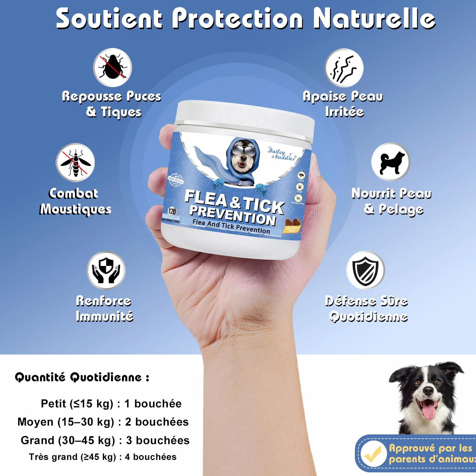 Flea and Tick Chewables for Dogs | Flöhe & Zecken | Premium Nahrungsergänzungsmittel für Hunde | Omega 3, Probiotika, britische Marke – Tierarztformel | Huhn | 300 g