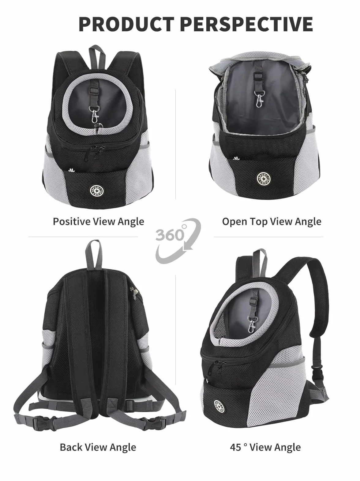 PETCUTE Hundetragerucksack,Verstellbarer Haustier Rucksack für Kleine Hunde und Katzen,Gepolsterter Schultergurt,Wasserdichter Boden,Atmungsaktiv,Haustier-Fronttasche mit Sicherheitshaken,zum Wandern