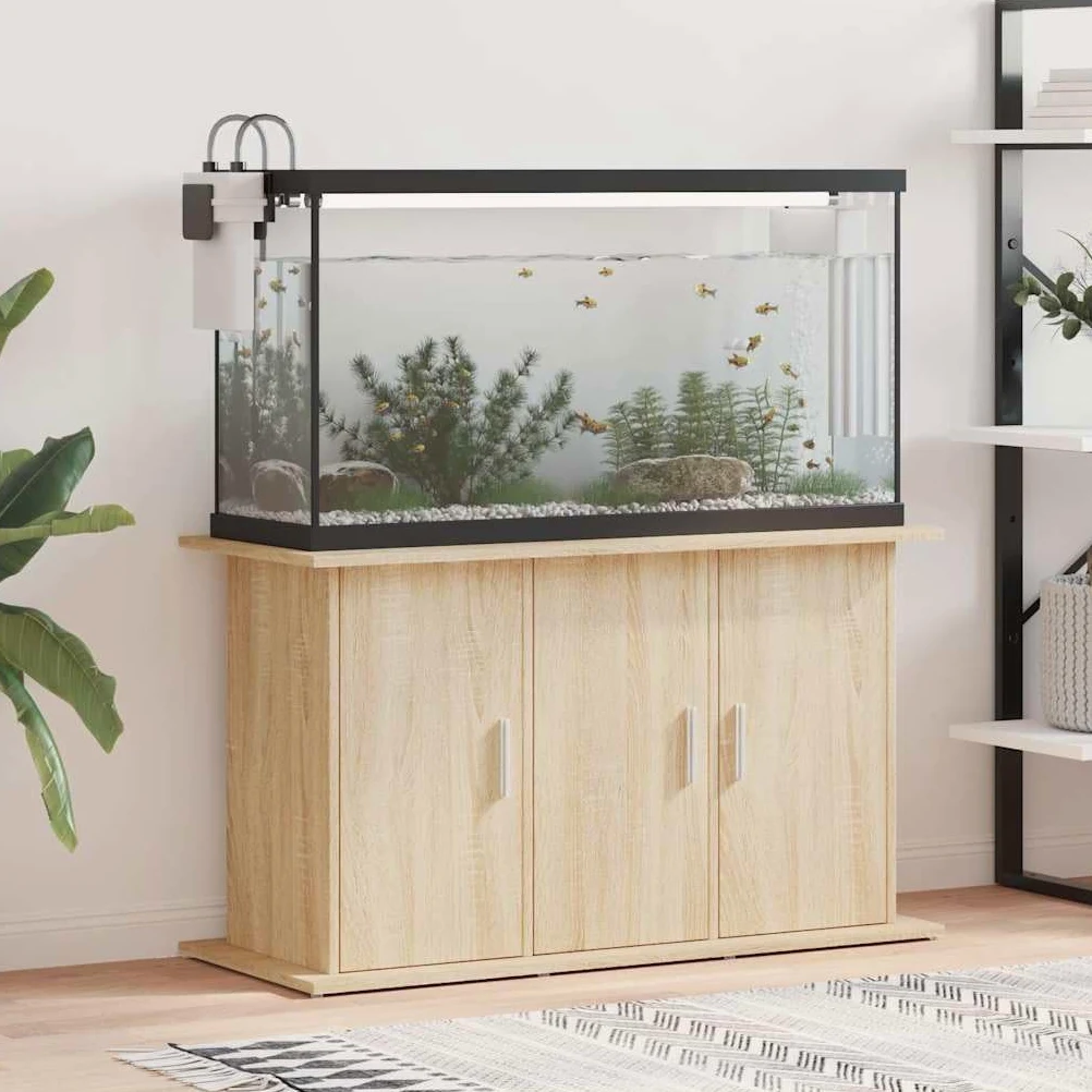 vidaXL Aquariumständer, Aquarium Unterschrank mit viel Stauraum, Aquarium Tisch mit stabiler Oberplatte, Aquariumschrank Aquarium Halter, Sonoma Eiche Holzwerkstoff
