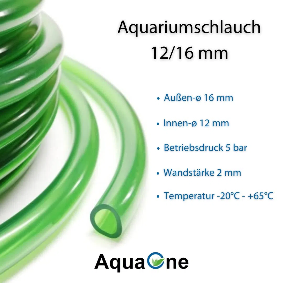 AquaOne Aquarium Schlauch 12/16 mm 15 Meter 2,44€/m I Hochwertiger Aquariumschlauch Innendurchmesser 12mm I Flexibel Wasserschlauch I Pumpenschlauch für Reinigung Wasserwechsel in Aquarien