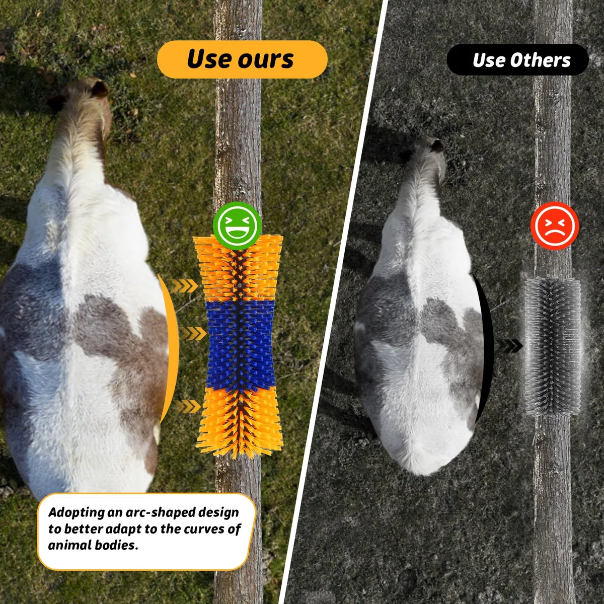 2Pcs Kratzbürste für Pferd Kuh, Universal Vieh Kratzbürste, Verbessertes geschwungenes Design Geeignet für die Körperform von Rindern und Pferden, Kratzbürste Nylon Kratzmatte für Schaf Pferd Kuh