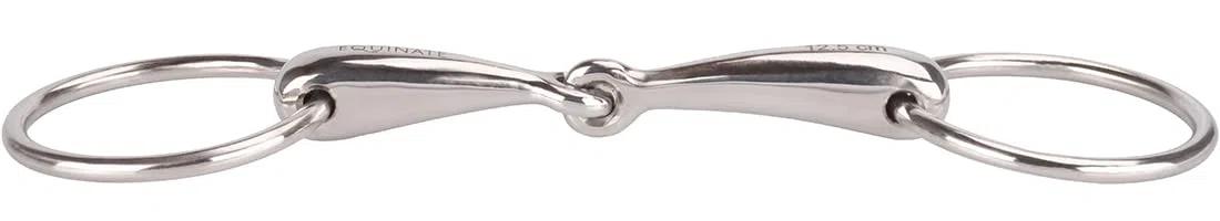 Equinate Wassertrense Edelstahl 18mm einfach gebrochen - Anatomisch geformtes maulfreundliches Gebiss mit sanfter Einwirkung - Lasergravierte Größenangabe