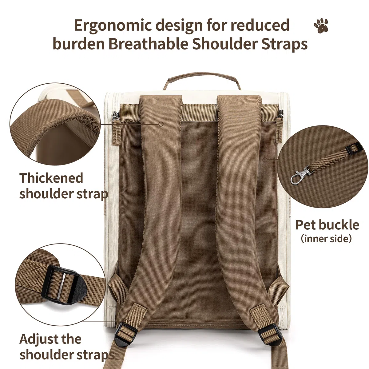 Wakytu HundeRucksack und KatzenRucksack für Kleine Haustiere，600D verschleißfestes Oxford-Gewebe, Hundetragetasche, Katzenrucksack, geeignet für Reisen （2-7kg）