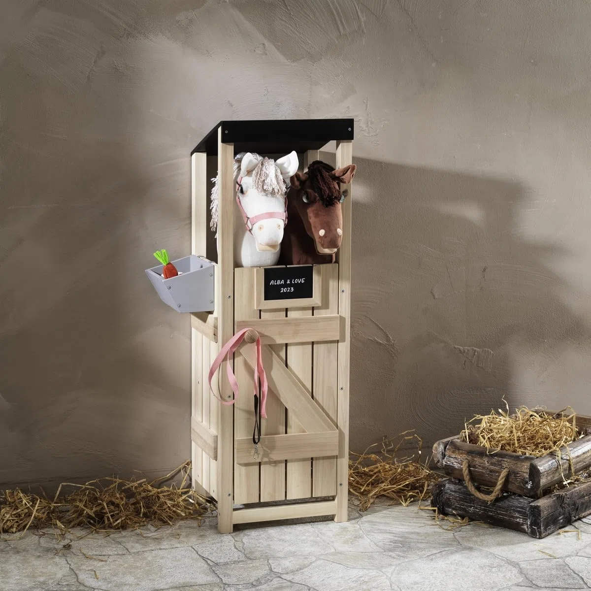 Panduro Hobby Horse Mähne und Schweif Zubehör für Steckenpferd und Hobbypferde, langes und schönes Haar – DIY zum Nähen, Stylen und Frisieren, farblich abgestimmter Schweif – Schwarz