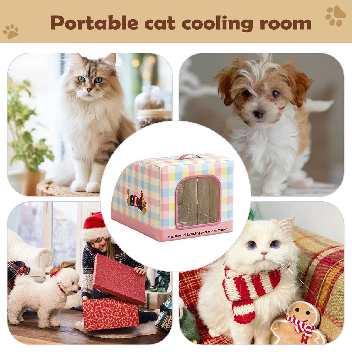 Kühlendes Katzenhaus Mit Griff - Tragbares Komfortables Isoliertes Bett, Isolierte Hundehütte Mit Kühleffekt Für Streuner, Haustiere Im Freien, Schlafzimmer, Balkone, Innenhöfe S/M/L