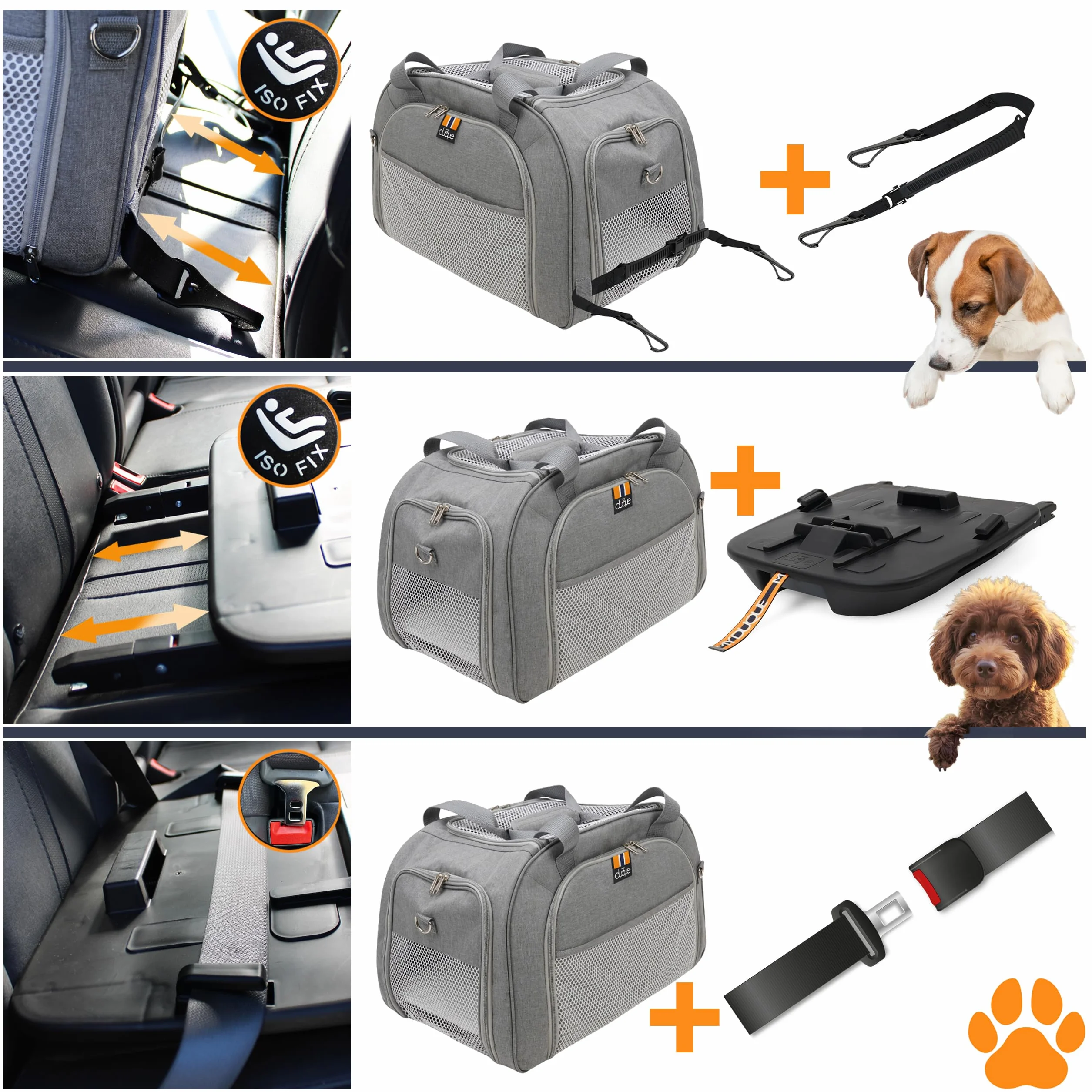 CAR-GO 2-in-1-Set – ISOFIX-Basis mit multifunktionaler Transportbox für Haustiere. Einfache Installation im Auto, Zugang von Oben, vorne und hinten, erweiterbar, ideal für Lange Reisen.