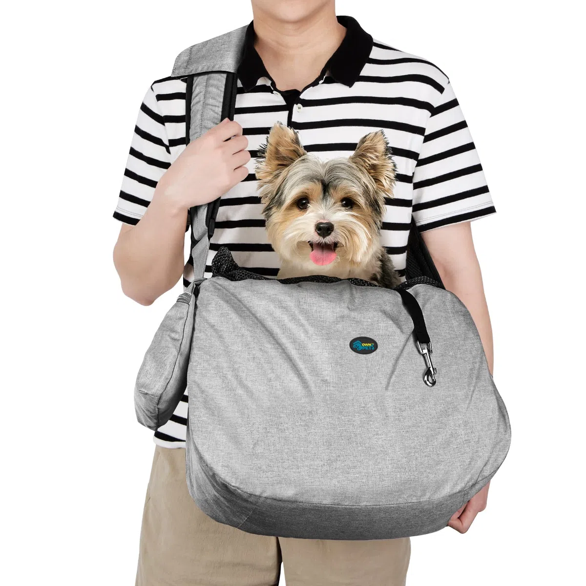 Ownpets Hundetragetasche, Hundetasche bis 11kg, Tragetuch Hund, Hundetasche mit verstellbarem Schultergurt und Fronttasche und Tasche Schulterpolster, 30 cm tief * 46,5 cm breit