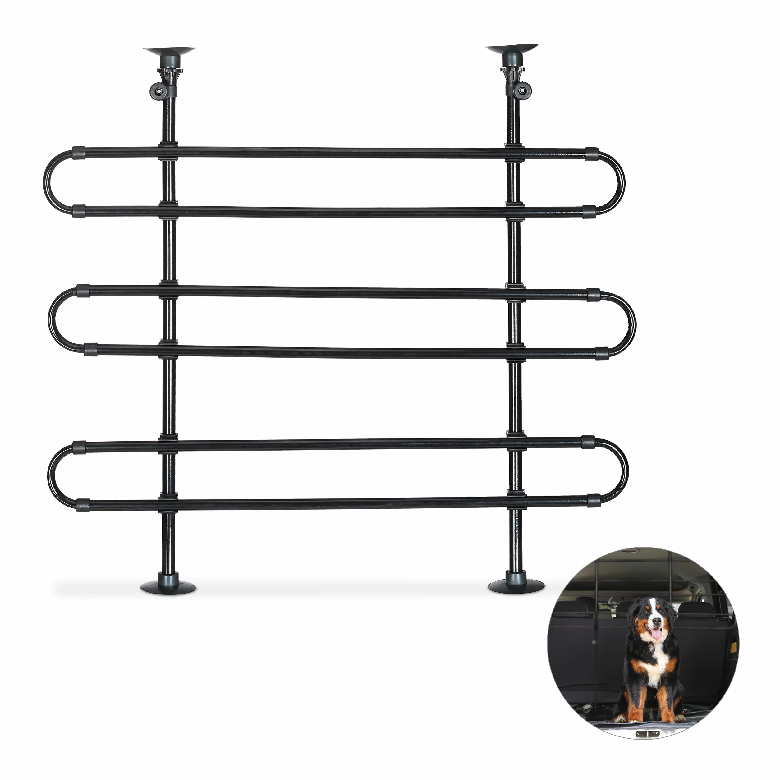 Relaxdays Hundegitter Auto, Schutzgitter Hund, zum Klemmen, Universal Trenngitter, Höhe und Breite verstellbar, schwarz, ‎8 x 83 x 79 cm; 3,6 Kilogramm