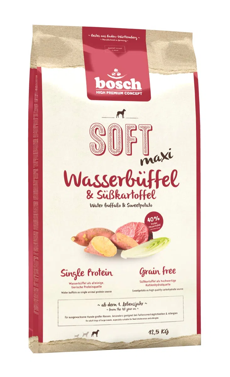 Bosch HPC SOFT Maxi Wasserbüffel & Süßkartoffel halbfeuchtes Hundefutter für ausgewachsene Hunde großer Rassen Single Protein grain-free 12.5 kg